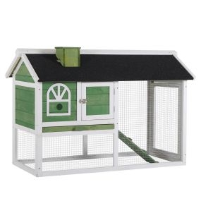 Conejera de madera 120x60x79 cm para conejos, techo asfáltico, bandeja extraíble, verde