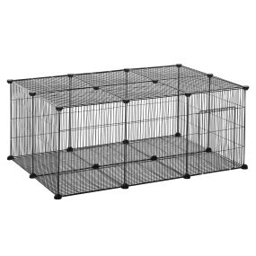Parque para mascotas DIY de 22 paneles de malla metálica con puerta 105x70x45 cm negro
