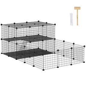 Jaula para animales pequeños de 33 paneles 175x105x70 cm negra