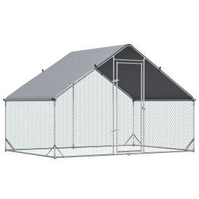 Gallinero exterior grande 3x2x2 m para 4-6 gallinas de acero galvanizado con cubierta PE plata