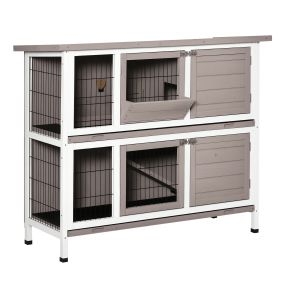 Conejera de madera exterior 2 niveles para 1-2 conejos 122x50x101 cm marrón