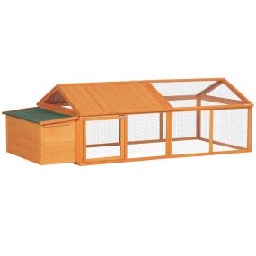 Gallinero exterior de madera 240x112,5x76 cm con techo abatible, cerradura y nido natural