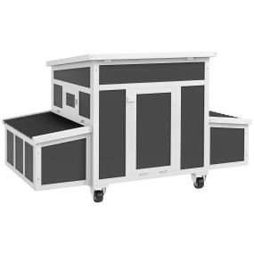 Gallinero de Madera 147x93,5x89,5 cm Gallinero para Exterior con Ventana Puerta Nido Bandeja Extraíble y Perchas Jaula para 1-6 Gallinas Gris Oscuro