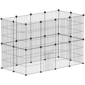 Valla Metálica para Mascotas de 24 Paneles, 40x30 cm Cada Panel, Jaula para Animales Pequeños, Forma Personalizable, Jaula para Conejos, Cobayas, Chinchillas, Gatitos, 120x60x80 cm, Negro