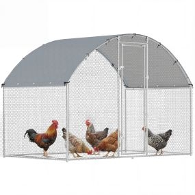 Gallinero exterior de acero galvanizado 2,8x1,7x1,9 m, 4,7 m², plata