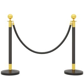 Postes separadores de acero inoxidable 96 cm con base hueca y cuerda de terciopelo negro 1,5 m