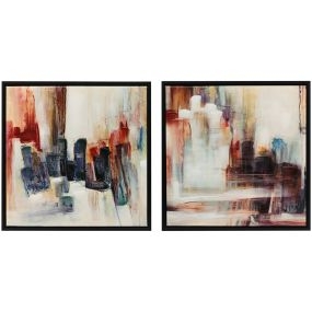 Cuadros abstractos en lienzo 40x40 cm, 2 piezas, enmarcados, multicolor