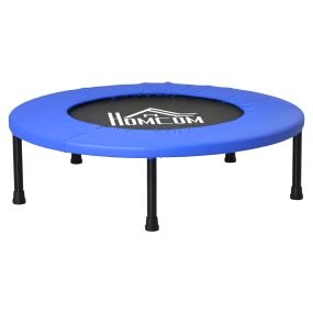 Cama elástica fitness Ø81 cm de acero con borde protector y 28 resortes, 100 kg, negro y azul