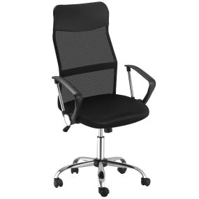 Silla de oficina de malla giratoria con altura ajustable y basculante, carga 120 kg, negro
