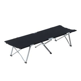 Cama de camping plegable de tela 600D con marco metálico, 136 kg, 193x64x40 cm, negro