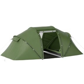 Tienda de campaña familiar tipo túnel para 4-6 personas, plegable, 2 dormitorios, 430x240x170 cm, verde