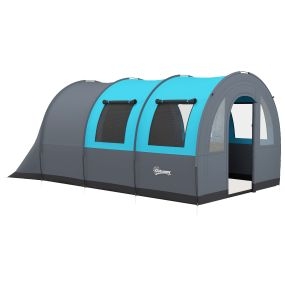 Tienda de Campaña Familiar para 3 Personas Tienda de Camping Plegable Impermeable 3000 mm con 2 Habitaciones Puertas y Bolsa de Transporte para Senderismo 480x260x200 cm Gris