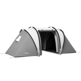 Tienda de Campaña Familiar para 4-5 Personas Tienda de Acampada de Túnel Impermeable 3000 mm con 2 Dormitorios Bolsa de Transporte y Gancho para Pescar Senderismo Gris