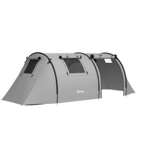 Tienda de Campaña Familiar para 3 Personas Tienda Camping Plegable Ligera con Puertas Ventallas Gancho Bolsa de Transporte Impermeable 3000 mm para Playa Senderismo 470x220x150 cm Gris