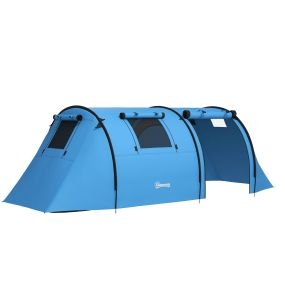 Tienda de Campaña Familiar para 3 Personas Tienda Camping Plegable Ligera con Puertas Ventallas Gancho Bolsa de Transporte Impermeable 3000 mm para Playa Senderismo 470x220x150cm Azul Celeste