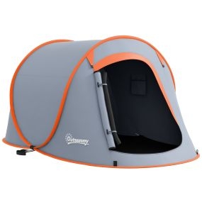 Tienda de Campaña Pop-Up para 2-3 Personas Tienda de Camping Plegable Portátil Impermeable con Ventana Puerta y Bolsa de Transporte para Pescar Senderismo 245x148x105 cm Gris