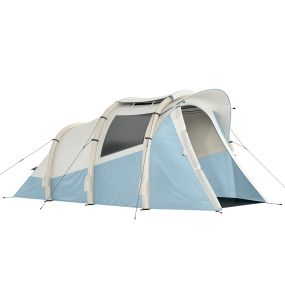 Tienda de Campaña Inflable Glamping Tipo Túnel para 2–3 Personas con Bomba 2 Habitaciones Puerta Ventanas Bolsa para 3 Estaciones Montaje Rápido Tela 210D Impermeable 3000+ Azul Claro