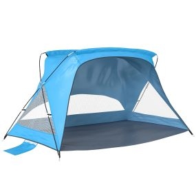 Carpa de playa plegable para 2-3 personas azul cielo 220x120x120 cm UPF30+ con bolsa y bolsillo
