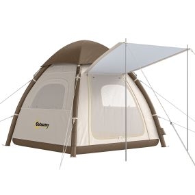 Tienda de Campaña Inflable con Mosquitera para 3–4 Personas Tienda de Campaña con Vestíbulo Bomba UPF30+ Puertas Bolsa Transporte Montaje Rápido Tela Cubierta Impermeable 3000 mm