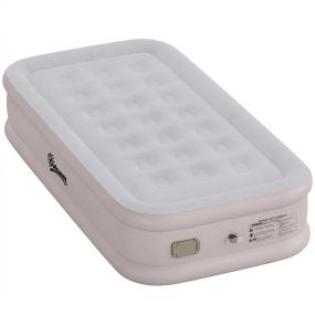 Colchón Hinchable Individual 190x97x39 cm con Bomba Integrada, Inflado 3 Min Desinflado 2 Min, Colchón Inflable Plegable Impermeable, Bolsa Transporte, Superficie Flocado, Carga 200 kg, Caqui