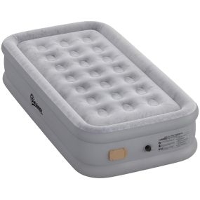 Colchón Hinchable Individual 190x97x39 cm con Bomba Integrada, Inflado 3 Min Desinflado 2 Min, Colchón Inflable Plegable Impermeable, Bolsa Transporte, Superficie Flocado, Carga 200 kg, Gris