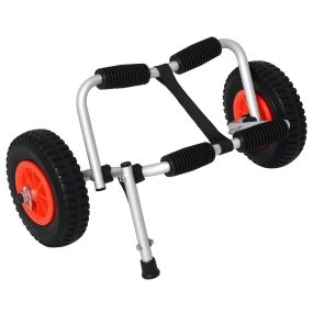 Carro de Transporte Plegable para Kayak Carga 75 kg Aluminio Ajuste Universal con Ruedas para Canoa Embarcación 57,5x33x24 cm Plata
