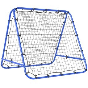 Red de rebote plegable de doble cara, ángulo ajustable 5 niveles, tubo de acero, 100x95x90 cm, azul
