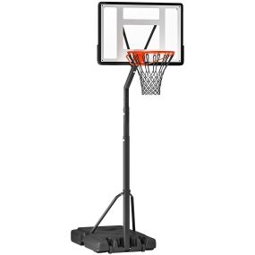 Canasta de Baloncesto con Soporte Aro de Baloncesto Portátil Ajustable en Altura 302-352 cm con Ruedas Base Rellenable para Niños y Adultos Negro