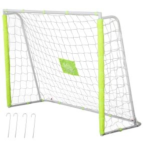 Portería de Fútbol, Puerta de Fútbol con Soporte de Metal y Red, para Entrenamiento en Jardín, Aire Libre, 186x62x123 cm, Blanco y Amarillo