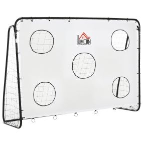 Portería de fútbol con soporte de metal y red 240x88x174 cm blanco