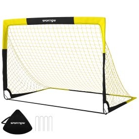 Portería de fútbol pop-up plegable con red, bolsa, piquetas y varillas, 150x110x110 cm, amarillo