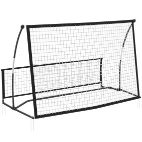 Red de Rebote Plegable 2 en 1, Reboteador de Fútbol Portátil con Bolsa de Transporte, para Entrenamiento de Fútbol y Béisbol, para Jardín, 200x94x122 cm, Negro