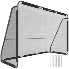 Portería de fútbol para jardín con red de poliéster, estructura metálica, 300x120x200 cm, negro