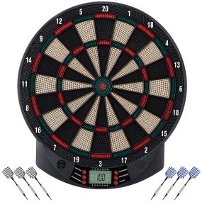 Diana Electrónica con 6 Dardos y 30 Puntas, Pantalla LCD para 8 Jugadores, Diana de Dardos de Pared con 26 Juegos y 185 Variaciones para Adultos, Fiestas y Familia