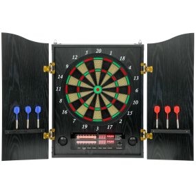 Diana electrónica con 6 dardos, 24 puntas, 2 pantallas LED, voz, 8 jugadores y 25 juegos