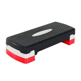 Step para Fitness Stepper Aeróbic Step de Aeróbic Antideslizante con Altura Regulable 2 Niveles de 10/15 cm Carga 150 kg para Ejercicio en Casa Gimnasio 68x29x15 cm Negro y Rojo