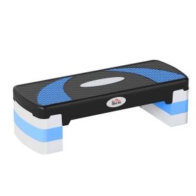 Step aeróbico antideslizante regulable 3 niveles 10/15/20 cm azul 80x31x20 cm 150 kg