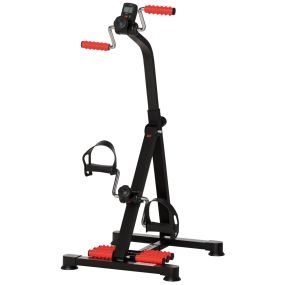 Pedales Estáticos Personas Mayores, Pedaleador Ejercitador de Piernas y Brazos, Altura Ajustable 75-97 cm, Ancho Regulable 44-56 cm, con Pantalla LCD y Rodillo Masajeador para Pies