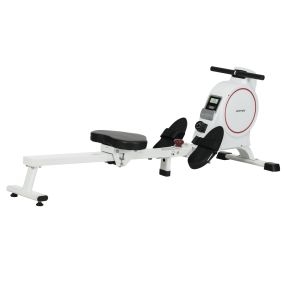 Máquina de remo magnético plegable para casa, 8 niveles, LCD, 130 kg, blanco