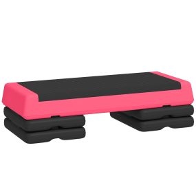 Step aeróbico antideslizante regulable 3 niveles 250 kg rosa y negro 77x36x20,5 cm