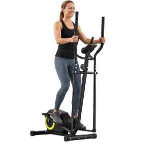 Bicicleta Elíptica para Casa, Máquina Elíptica Silenciosa con Bluetooth Compatible con App, 8 Niveles de Resistencia Magnética, Monitor LCD y Sensor de Pulso, Ruedas, Carga 120 kg