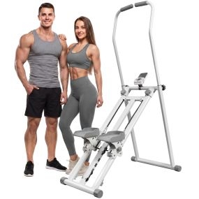 Stepper de escalera plegable con 3 niveles de resistencia, manillar ajustable y monitor LCD, 150 kg