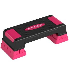 Step de aeróbic antideslizante altura ajustable 12/17,5/22,5 cm carga 250 kg rosa