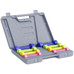 Juego de mancuernas de 8 piezas 10 kg con estuche de transporte multicolor
