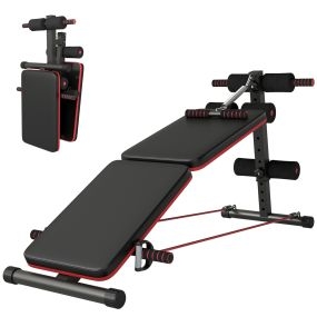 Banco de ejercicio y musculación plegable ajustable en altura con soporte poplíteo regulable 137x51x50-66 cm negro