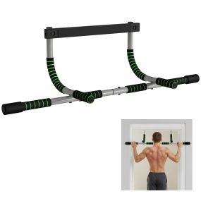 Barra de Dominadas Multifuncional Barra de Dominadas de Pared con Mangos Antideslizantes Carga 110 kg para Ejercicio y Entrenamiento en Casa Gimnasio Gris y Negro