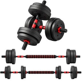 Juego de mancuernas ajustables 2 en 1 15 kg con barra de conexión y mango antideslizante