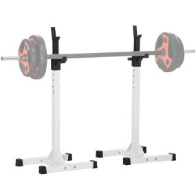 Soporte para pesas de acero altura ajustable 12 niveles carga máx. 150 kg 52x48x105-160 cm blanco