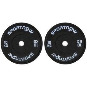 Discos Pesas Olímpicos 2x10 kg, Agujero Ø50 mm, de Goma, 2 Placas de Pesas para Barras y Mancuernas, para Entrenamientos en Casa y Gimnasio, Negro
