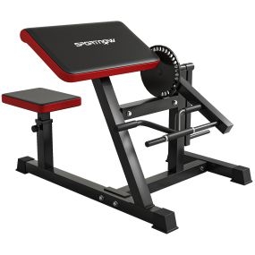Máquina de bíceps y tríceps 2 en 1 con banco de curl de predicador y asiento ajustable en altura